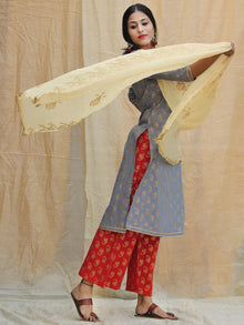 Nur Jahan - Block Gold Printed Kurta Palazzo Set With Dupatta - SS01FYYYY