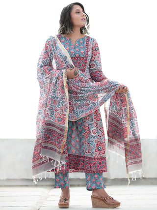 Jashn Gulshan - Set of Anarkali Kurta Pants & Dupatta - KS05A2494D