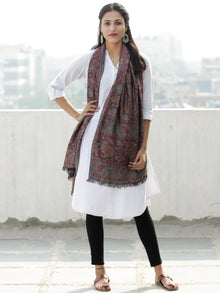 Black Multi amavar weaved Modal Silk Wool Kashmiri Stole - S200583
