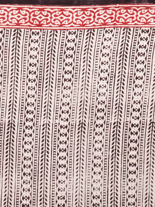 Beige Black Maroon Bagh Printed Maheshwari Cotton Saree  - S031703298