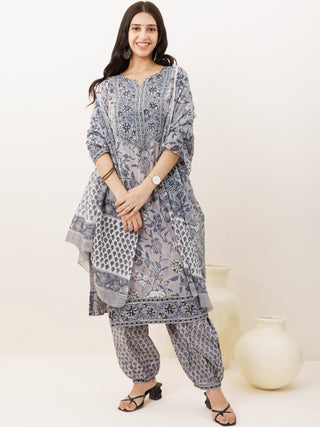 Rozana Minal Set Of Kurta Salwar Pants Dupatta