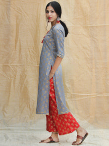 Nur Jahan - Block Gold Printed Kurta Palazzo Set With Dupatta - SS01FYYYY