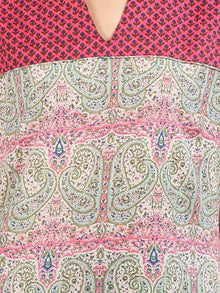 Pastel Green Pink White Hand Block Printed Cotton Kurta - K172F1879