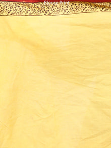 Yellow Maroon Black Bagh Printed Maheshwari Cotton Saree - S031703307