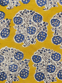 Mustard Ivory Indigo Hand Block Printed Cotton Fabric Per Meter - F001F1815