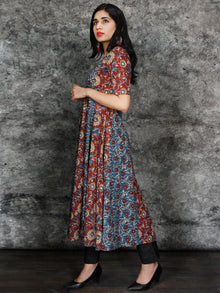 Maroon Indigo White Hand Block Printed Kurta With Kalis - K97F1482