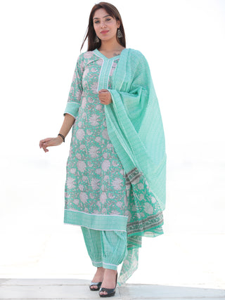 Nayab Nazmil - Set of Kurta Salwar Pants & Dupatta - KS50E2550D