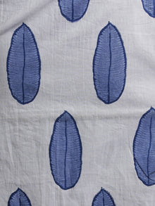 White Steel Blue Hand Block Printed Kurti With Side Slit & Stand Collar- K961801