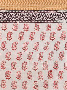 Beige Maroon Black Bagh Printed Maheshwari Cotton Saree - S031703308
