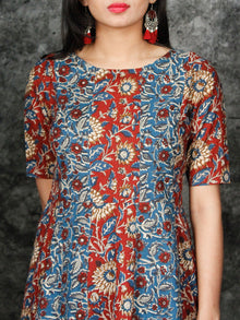 Maroon Indigo White Hand Block Printed Kurta With Kalis - K97F1482