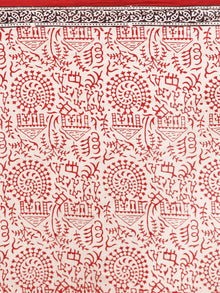 Beige Maroon Black Bagh Printed Maheshwari Cotton Saree - S031703308