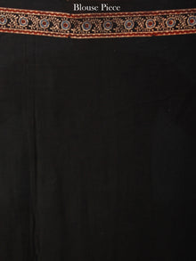 Black Maroon Beige Blue Ajrakh Hand Block Printed Modal Silk Saree in Natural Colors - S031703349