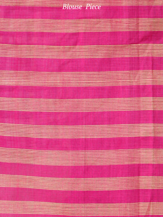 Pink Yellow Handloom Mangalagiri Cotton Saree With Zari Border - S031703684