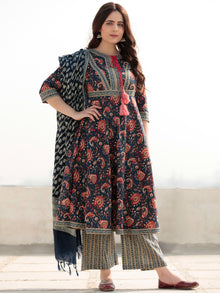 Zohra Gulzar - Set of Anarkali Kurta Palazzo & Banarsee Dupatta - KS13G2521D