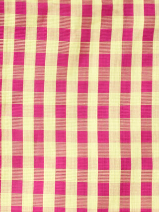 Pink Yellow Handloom Mangalagiri Cotton Saree With Zari Border - S031703684