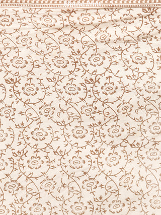 Beige Mustard Bagh Printed Maheshwari Cotton Saree - S031703309