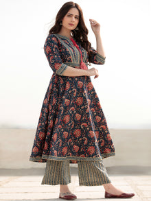 Zohra Gulzar - Set of Anarkali Kurta Palazzo & Banarsee Dupatta - KS13G2521D