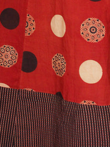 Rust Black Beige Hand Printed Ajrakh Cotton Long Kurta With Front Slit - K60F1544