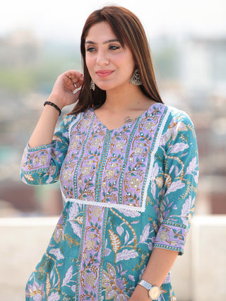 Nayab Feiyaz - Set of Kurta Salwar Pants & Kota Dupatta - KS51B2552D