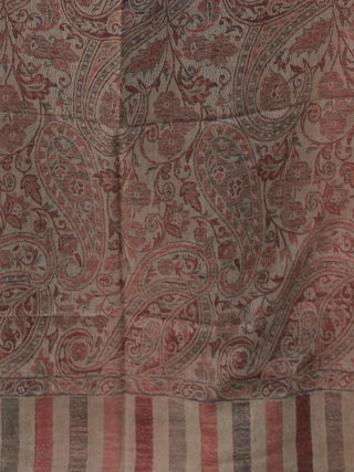 Beige Brown Maroon Pure Cashmere Wool Jamavar Stole  - S200559