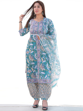 Nayab Feiyaz - Set of Kurta Salwar Pants & Kota Dupatta - KS51B2552D