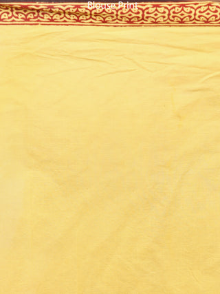 Yellow Maroon Black Bagh Printed Maheshwari Cotton Saree - S031703310