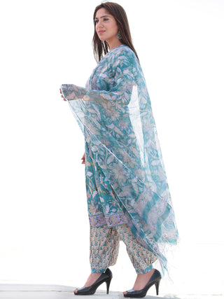 Nayab Feiyaz - Set of Kurta Salwar Pants & Kota Dupatta - KS51B2552D