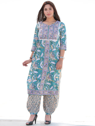 Nayab Feiyaz - Set of Kurta Salwar Pants & Kota Dupatta - KS51B2552D