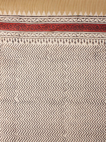Beige Red Bagru Hand Block Printed Chanderi Saree With Geecha Border - S03170300