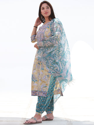 Nayab Aisha - Set of Kurta Salwar Pants & Kota Dupatta - KS49A2553D