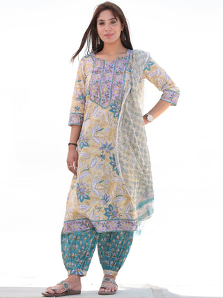 Nayab Jamina - Set of Kurta Salwar Pants & Kota Dupatta - KS49B2553D