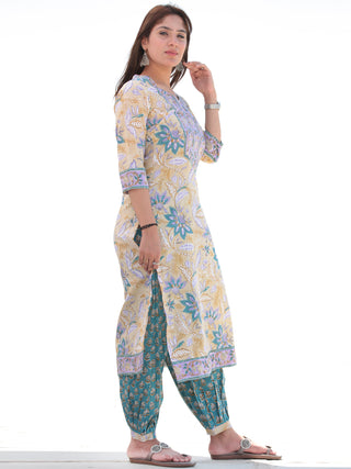 Nayab Jamina - Set of Kurta Salwar Pants & Kota Dupatta - KS49B2553D