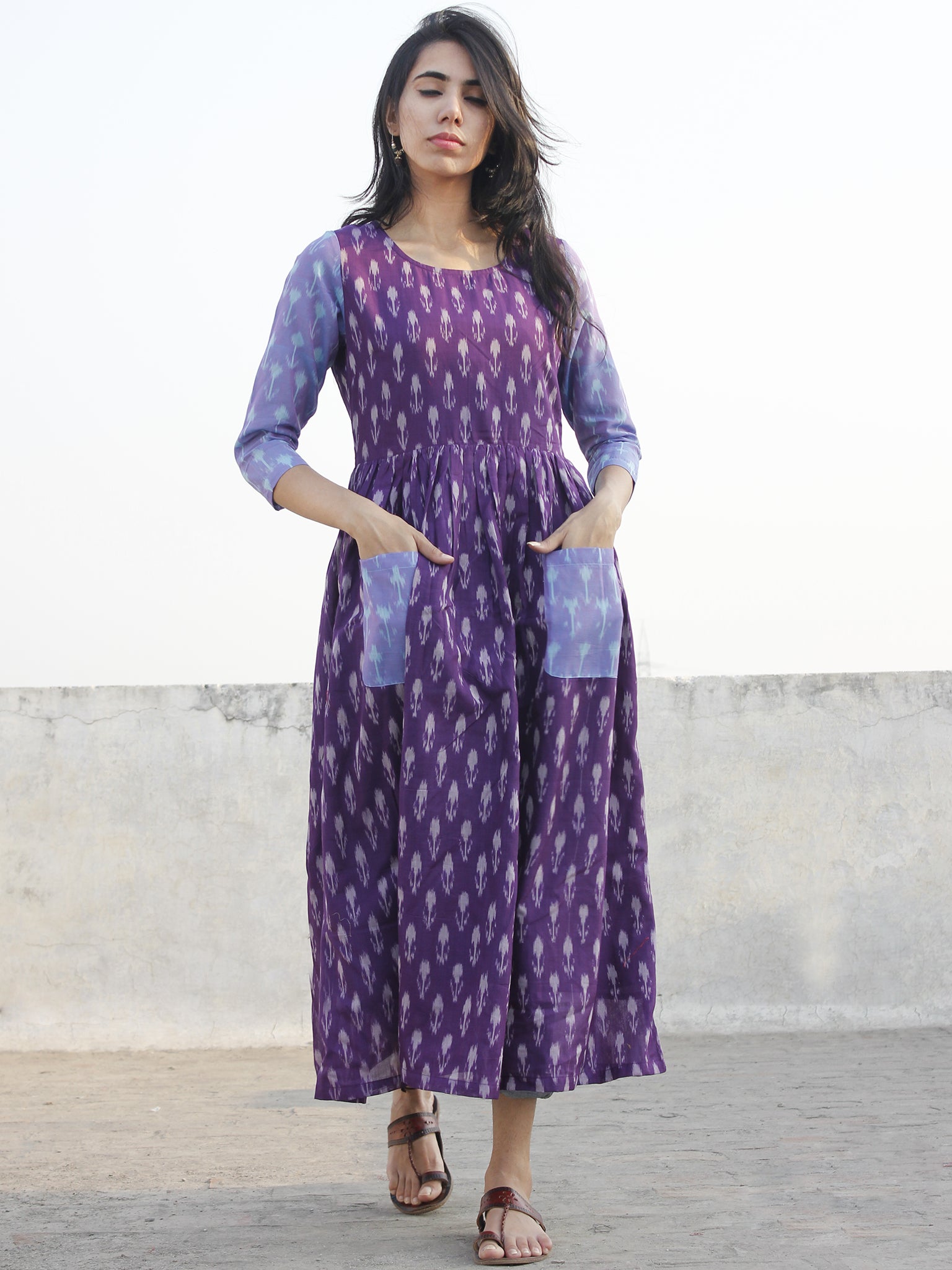 white christmas dresses Ikat Cotton Flair Middy Gown – Sukriti Store main image 0