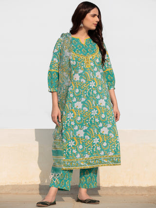 Zohra Nahiza - Set of Kurta Pants & Kota Dupatta - KS61C2524D