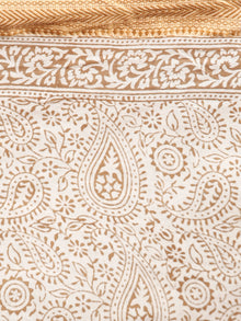 Beige Brown Bagh Printed Maheshwari Cotton Saree - S031703311