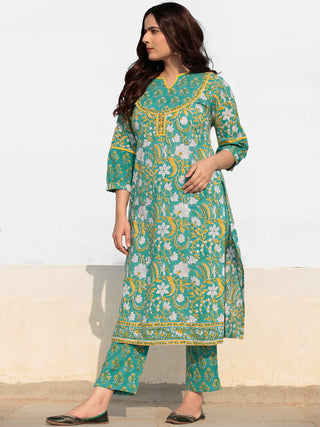 Zohra Nahiza - Set of Kurta Pants & Kota Dupatta - KS61C2524D