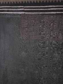 Black Red Hand Block Printed in Natural Vegetable Colors Chanderi Saree With Geecha Border - S03170307