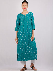 Green White Bandhani  Printed Glace Cotton Kurta With Pintuck  - K178F1852