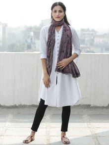 Plum Grey Black Pure Cashmere Wool Jamavar Stole - S200560