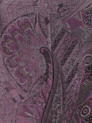 Plum Grey Black Pure Cashmere Wool Jamavar Stole - S200560