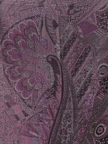 Plum Grey Black Pure Cashmere Wool Jamavar Stole - S200560