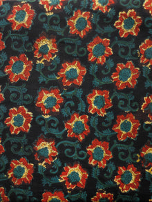 Black Green Red Yellow Hand Block Printed Cotton Fabric Per Meter - F001F1820