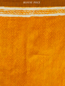 Golden Yellow Ivory Chanderi Silk Hand Block Printed Saree With Geecha Border - S031703597