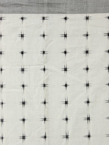 Off White Black Grey Double Ikat Handwoven Cotton Saree - S031703652
