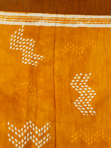 Golden Yellow Ivory Chanderi Silk Hand Block Printed Saree With Geecha Border - S031703597