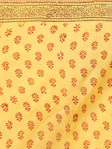 Yellow Maroon Black Bagh Printed Maheshwari Cotton Saree - S031703313
