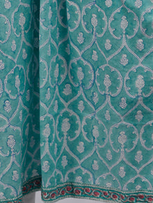 Ligh Sea Green Lavender White Hand Block Printed Cotton Long Kurta With Side Pockets - K177F1913