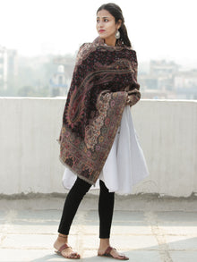Black Beige Multi Color Kani Jamawar Pure Cashmere Woollen Stole  - S200562