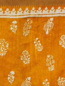 Golden Yellow Ivory Chanderi Silk Hand Block Printed Saree With Geecha Border - S031703598