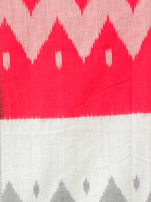 Red Black White Grey Double Ikat Handwoven Cotton Saree - S031703653
